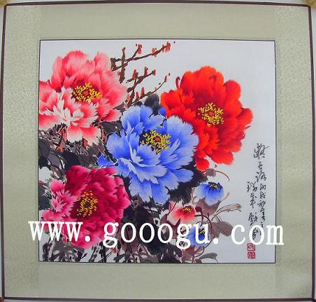 牡丹富貴蘇繡，蘇州刺繡牡丹畫(huà)，鎮(zhèn)湖蘇繡廠