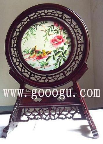 鴛鴦雙面繡，蘇州雙面繡，蘇繡雙面刺繡臺(tái)屏