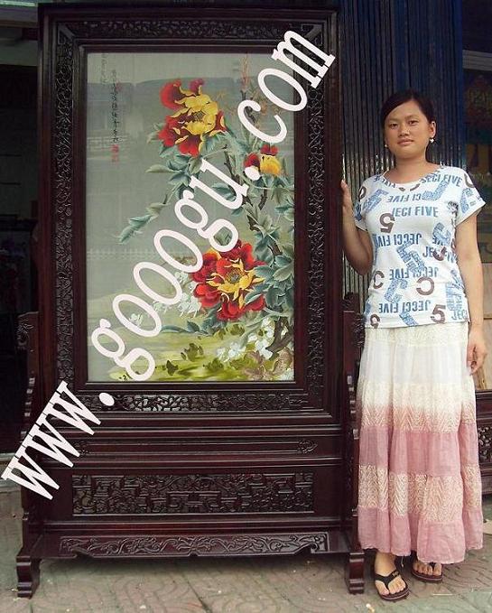 雙面繡屏風，家庭玄關屏風，居家屏風隔斷，高檔雙面繡隔斷