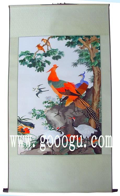 蘇繡掛畫，百鳥朝鳳圖案，容易攜帶的禮品