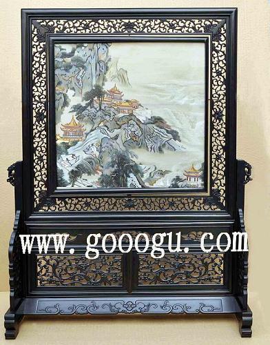 山水雙面繡，山水蘇繡精品，刺繡山水?dāng)[件收藏品