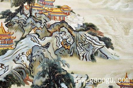 山水繡品，蘇州純手工繡品，高檔山水?dāng)[件