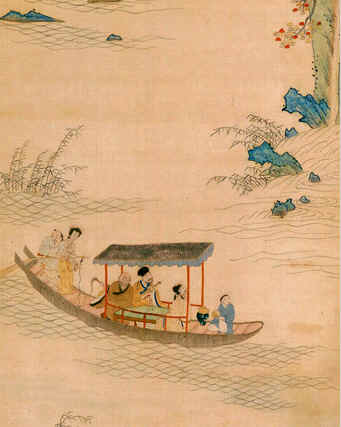 刺繡赤壁夜游圖（軸），故宮刺繡，古代刺繡精品，刺繡藏品