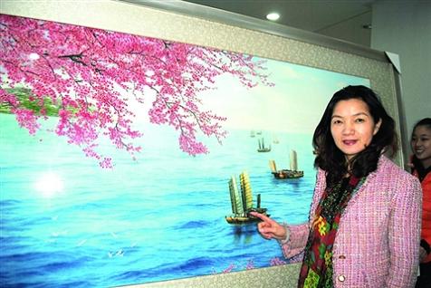 蘇繡，春早江南，蘇繡大師，蘇繡人民大會堂壁畫