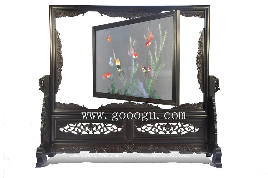 高檔紫檀雙面繡、純手工精品!