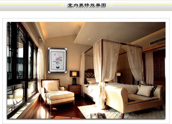 臥室裝飾效果圖、牡丹精品壁畫彰顯奢華！