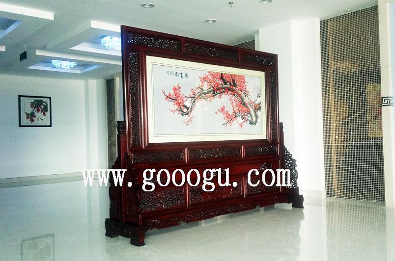 嘉善廣播電視臺雙面繡屏風，報春圖屏風，手工刺繡屏風，大廳屏風擺件