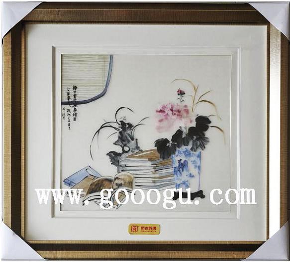 蘇繡靜物畫，手工刺繡線條靜物畫，高檔蘇繡畫