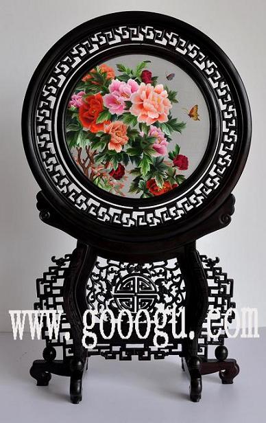 牡丹刺繡精品，牡丹雙面繡高檔，蘇州刺繡精品