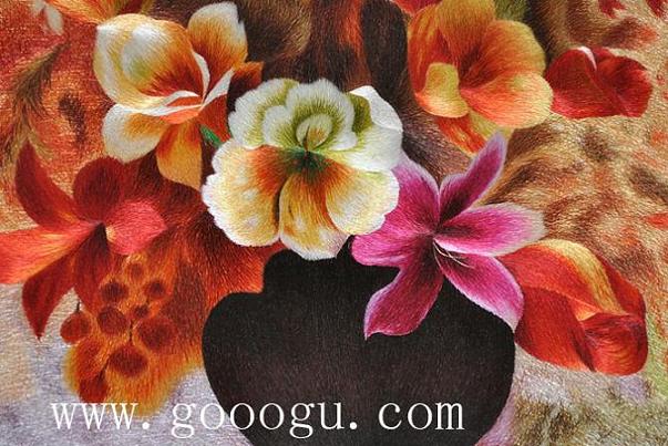 蘇繡精品，花卉刺繡畫(huà)，蘇繡花卉精品壁畫(huà)