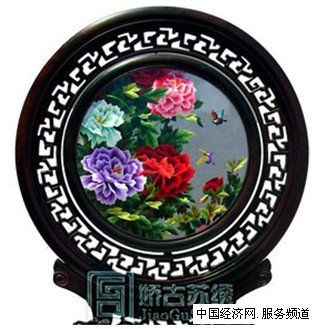 牡丹雙面繡精品，檀木牡丹蘇繡，嬌古蘇繡精品臺屏