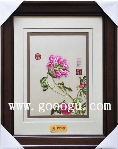 蘇繡精品，郎士寧仙萼長春圖牡丹畫，刺繡名畫