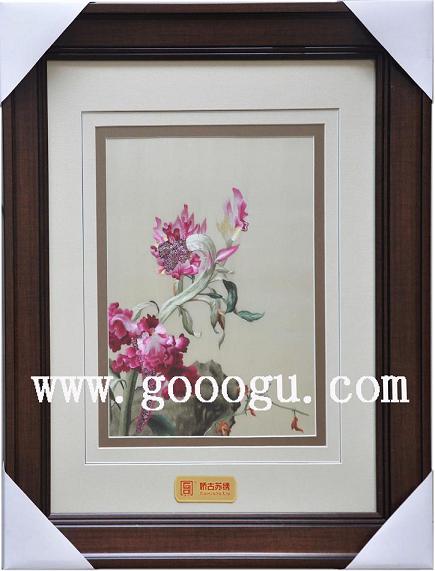 蘇繡精品，郎士寧仙萼長春圖，雞冠花