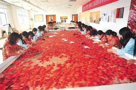 大型刺繡壁畫，大型刺繡屏風定制