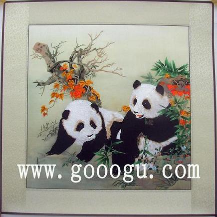 熊貓刺繡圖案,老外喜愛(ài)的禮物,蘇繡畫(huà)