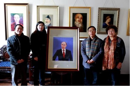 人物刺繡肖像，蘇繡肖像定制，人物刺繡定做，普京肖像定做