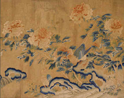 故宮繡品，刺繡收藏品，刺繡牡丹雉雞圖